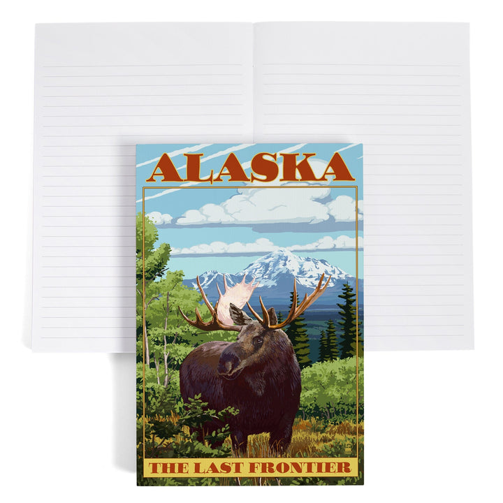 Lined 6x9 Journal, Alaska, The Last Frontier, Moose, Lay Flat, 193 Pages, FSC paper Home Lantern Press 