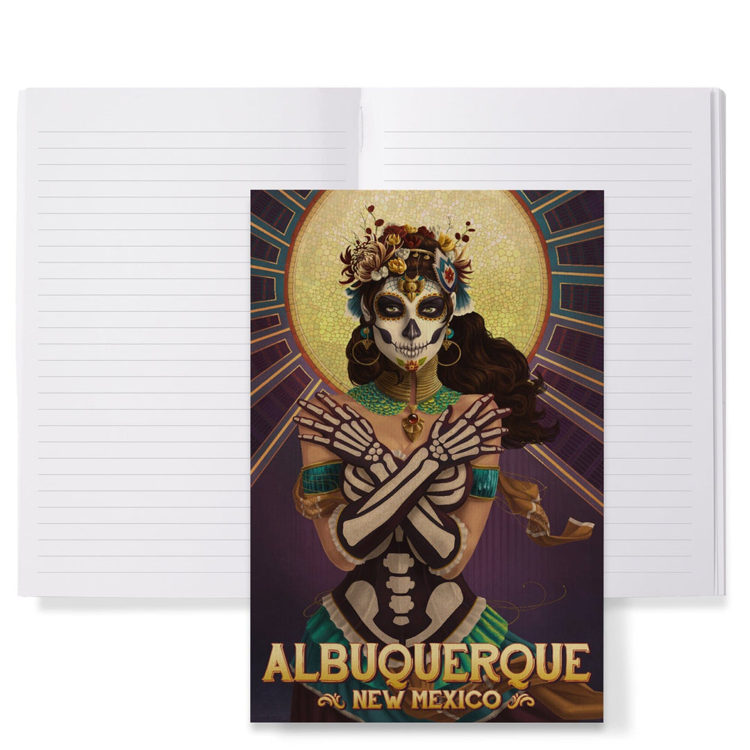 Lined 6x9 Journal, Albuquerque, New Mexico, Day of the Dead, Crossbones, Lay Flat, 193 Pages, FSC paper Home Lantern Press 