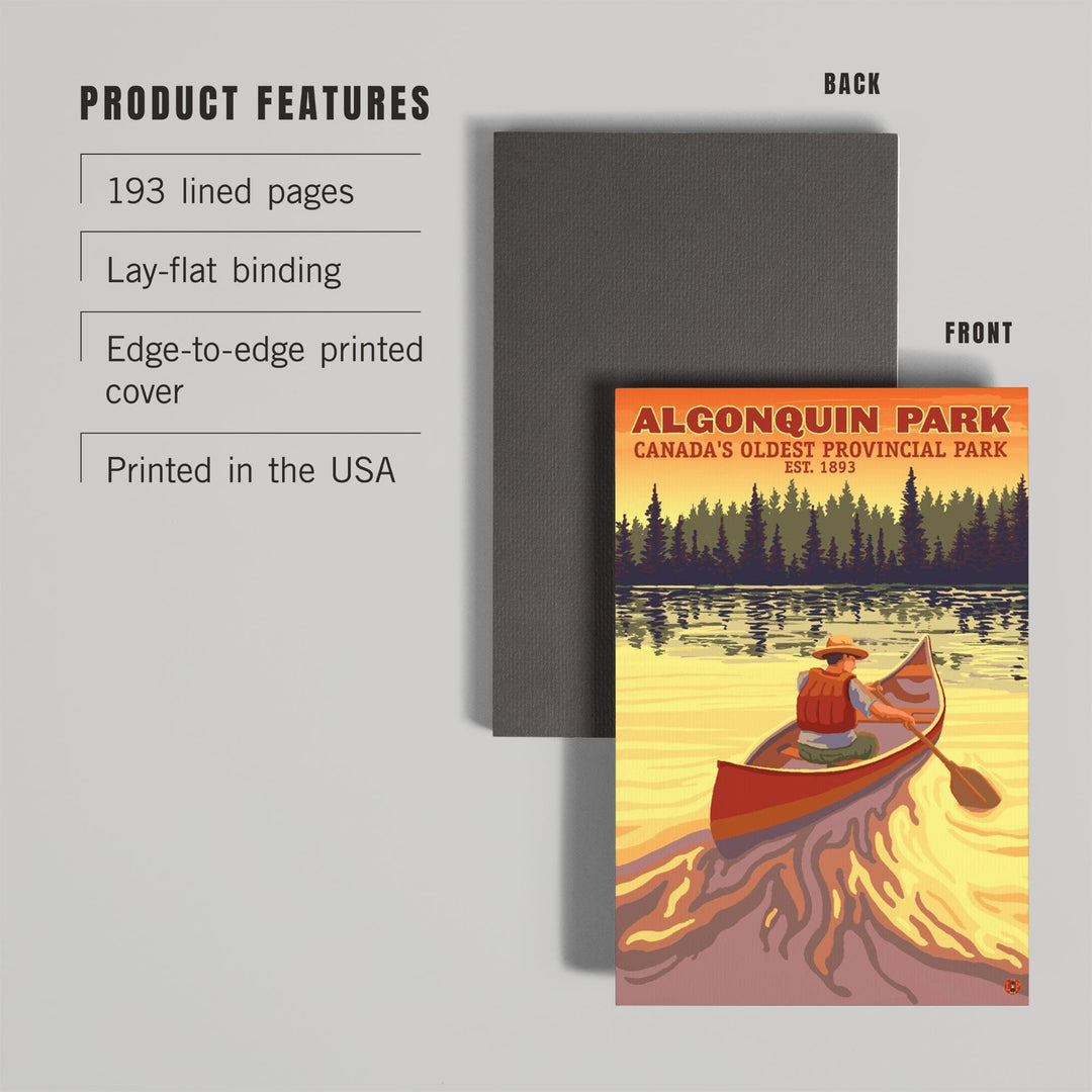 Lined 6x9 Journal, Algonquin Provincial Park, Ontario, Canada, Canoe Scene, Lay Flat, 193 Pages, FSC paper Home Lantern Press 