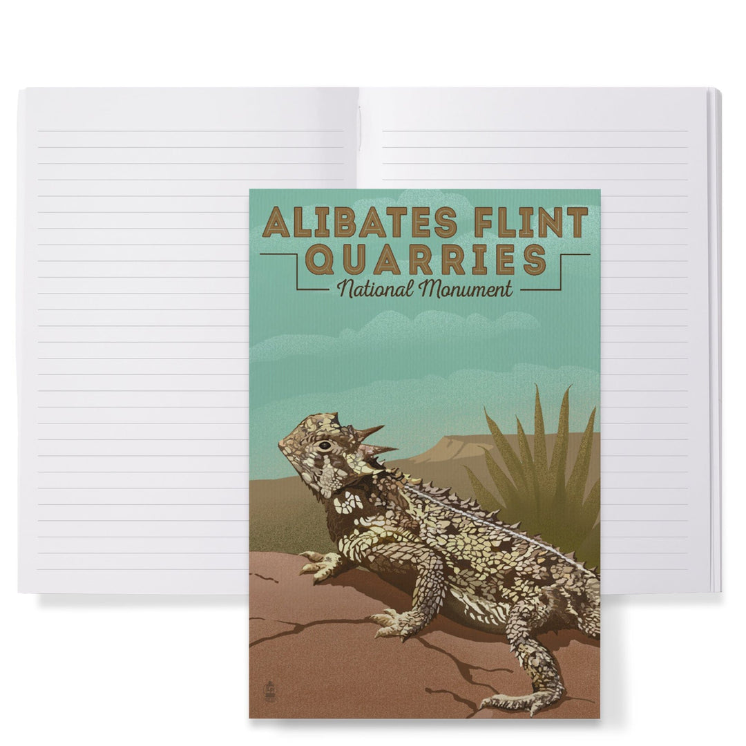 Lined 6x9 Journal, Alibates Flint Quarries National Monument, Texas, Horned Lizard, Lithograph, Lay Flat, 193 Pages, FSC paper Home Lantern Press 