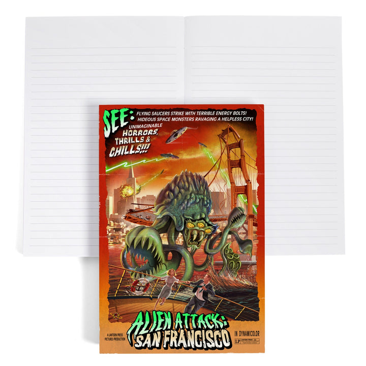 Lined 6x9 Journal, Alien Attack! San Francisco, California, Lay Flat, 193 Pages, FSC paper Home Lantern Press 