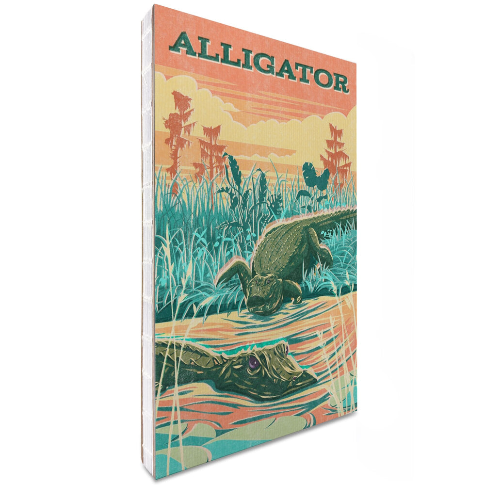 Lined 6x9 Journal, Alligator, Vintage Print Press, Lay Flat, 193 Pages, FSC paper Home Lantern Press 