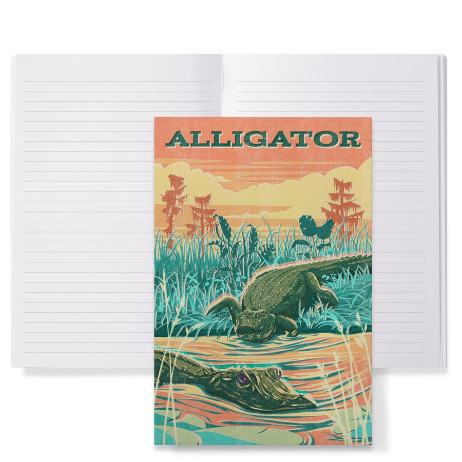 Lined 6x9 Journal, Alligator, Vintage Print Press, Lay Flat, 193 Pages, FSC paper Home Lantern Press 