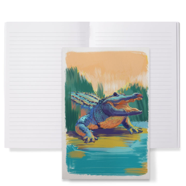 Lined 6x9 Journal, Alligator, Vivid, Lay Flat, 193 Pages, FSC paper Home Lantern Press 