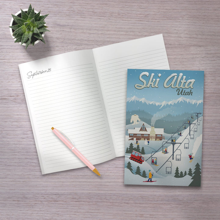 Lined 6x9 Journal, Alta, Utah, Retro Ski Resort, Lay Flat, 193 Pages, FSC paper Home Lantern Press 