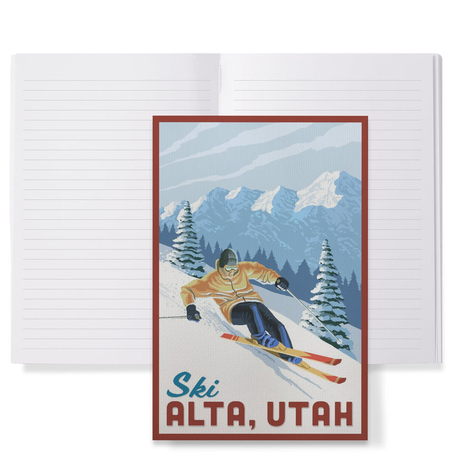 Lined 6x9 Journal, Alta, Utah, Ski Alta, Downhill Skier, Lay Flat, 193 Pages, FSC paper Home Lantern Press 