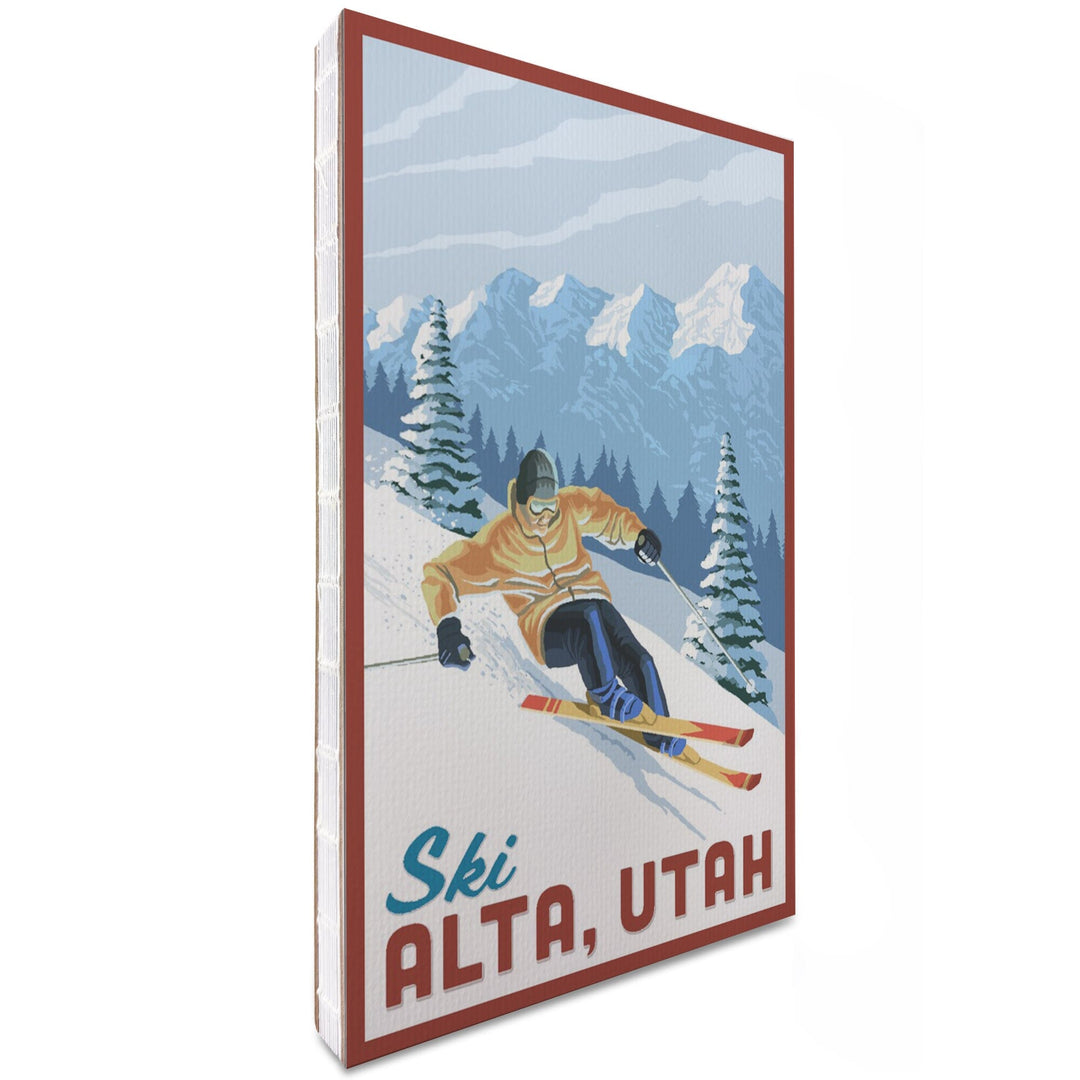 Lined 6x9 Journal, Alta, Utah, Ski Alta, Downhill Skier, Lay Flat, 193 Pages, FSC paper Home Lantern Press 