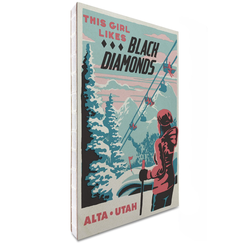 Lined 6x9 Journal, Alta, Utah, Ski Black Diamond, Lay Flat, 193 Pages, FSC paper Home Lantern Press 