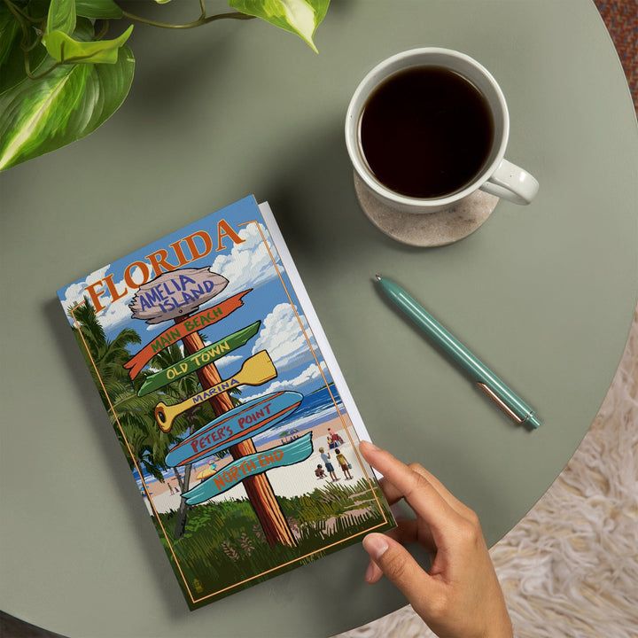 Lined 6x9 Journal, Amelia Island, Florida, Destinations Signpost, Lay Flat, 193 Pages, FSC paper Home Lantern Press 