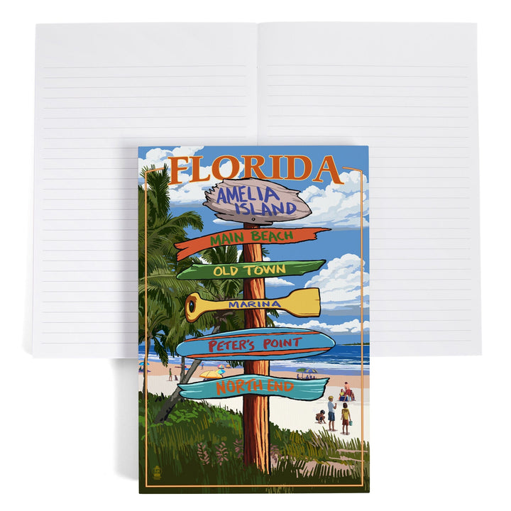 Lined 6x9 Journal, Amelia Island, Florida, Destinations Signpost, Lay Flat, 193 Pages, FSC paper Home Lantern Press 