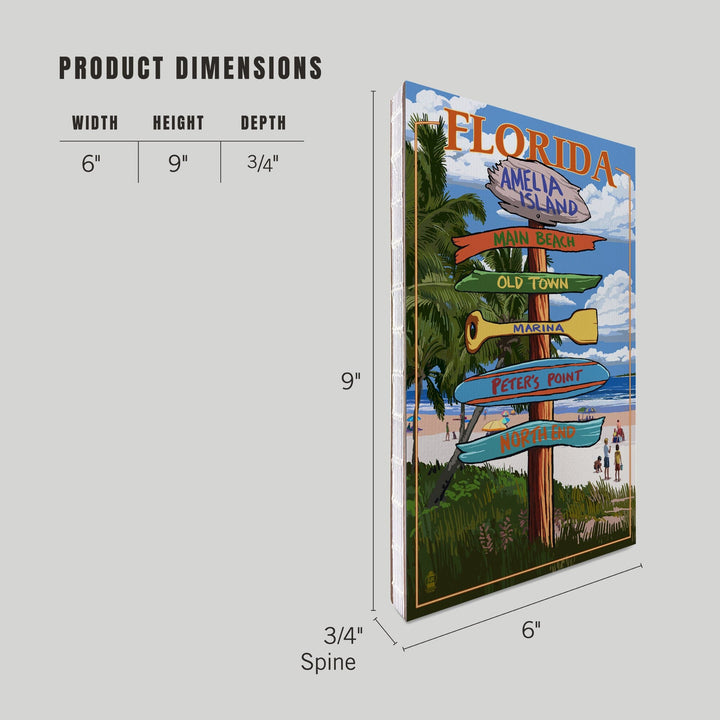 Lined 6x9 Journal, Amelia Island, Florida, Destinations Signpost, Lay Flat, 193 Pages, FSC paper Home Lantern Press 