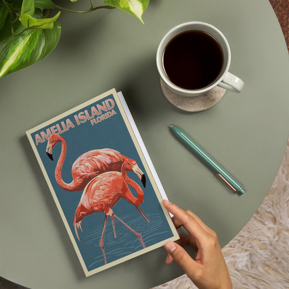 Lined 6x9 Journal, Amelia Island, Florida, Flamingo, Letterpress, Lay Flat, 193 Pages, FSC paper Home Lantern Press 