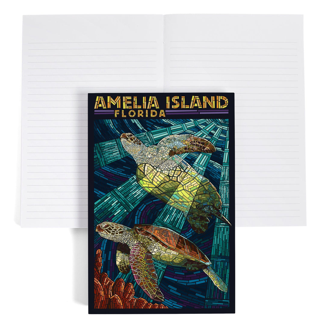 Lined 6x9 Journal, Amelia Island, Florida, Sea Turtle Mosaic, Lay Flat, 193 Pages, FSC paper Home Lantern Press 