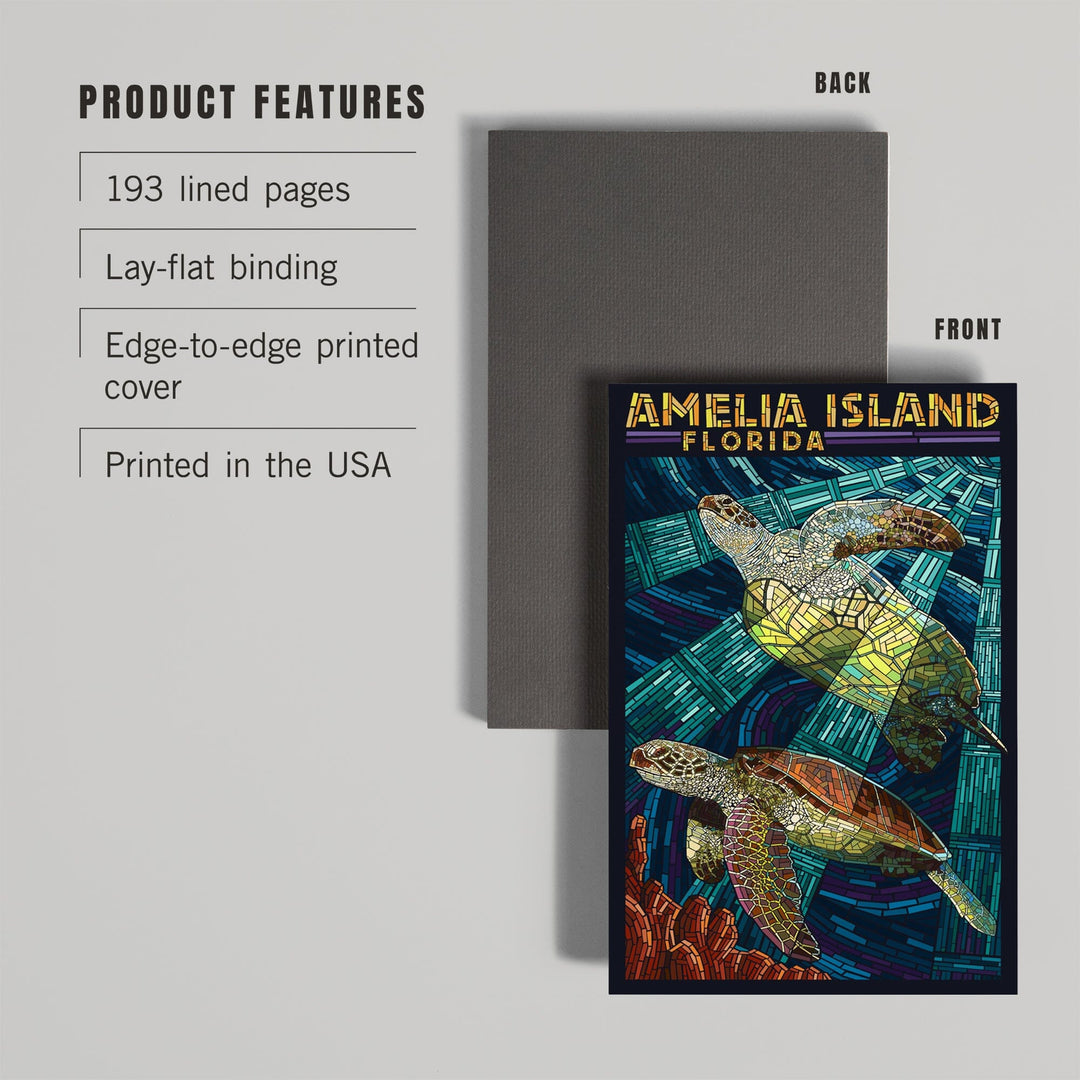 Lined 6x9 Journal, Amelia Island, Florida, Sea Turtle Mosaic, Lay Flat, 193 Pages, FSC paper Home Lantern Press 