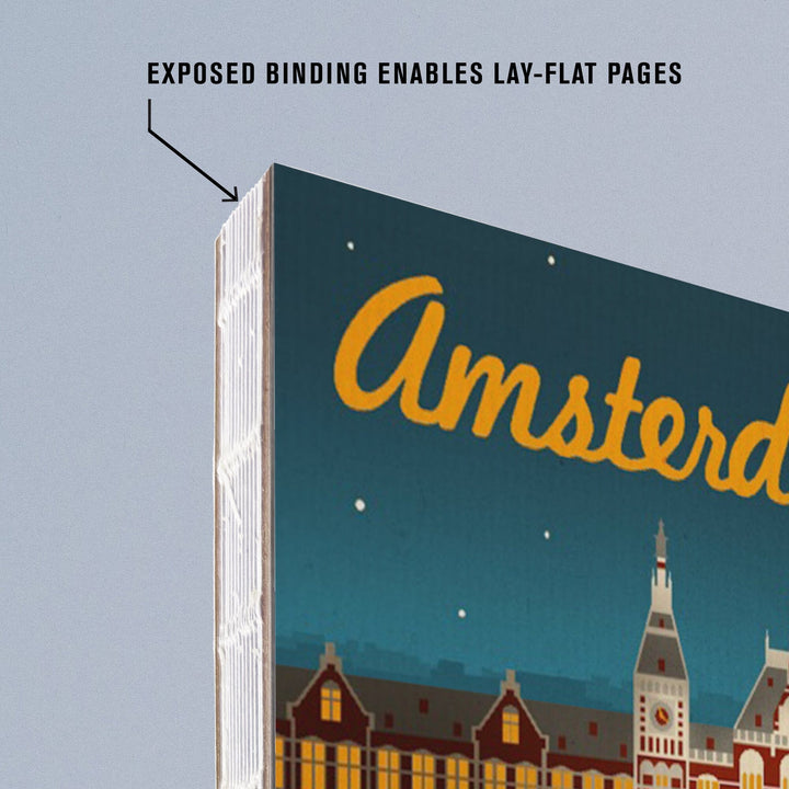 Lined 6x9 Journal, Amsterdam, Retro Skyline, Lay Flat, 193 Pages, FSC paper Home Lantern Press 