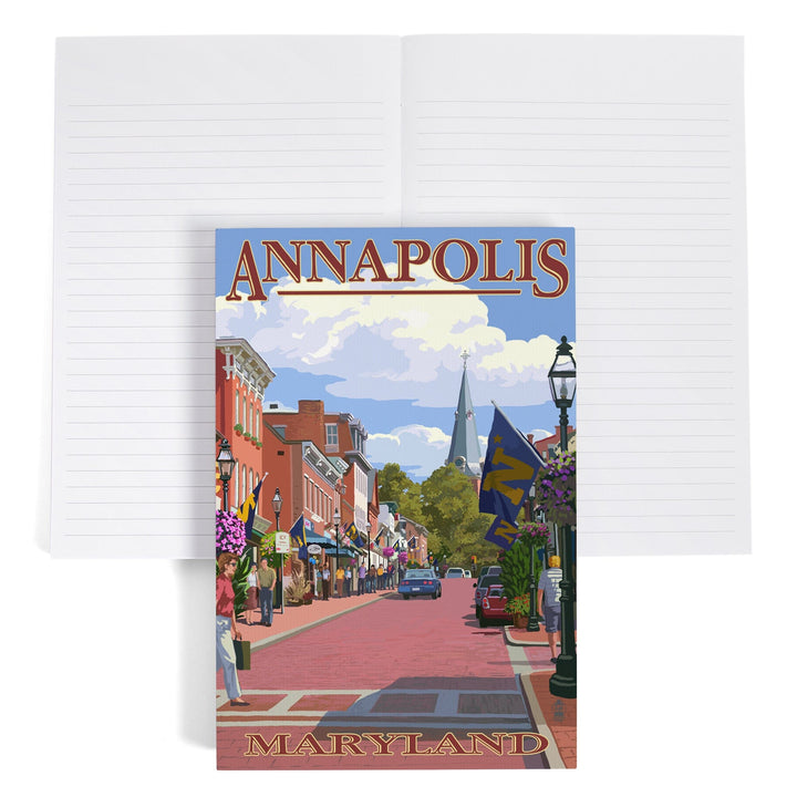 Lined 6x9 Journal, Annapolis, Maryland, Street View, Lay Flat, 193 Pages, FSC paper Home Lantern Press 