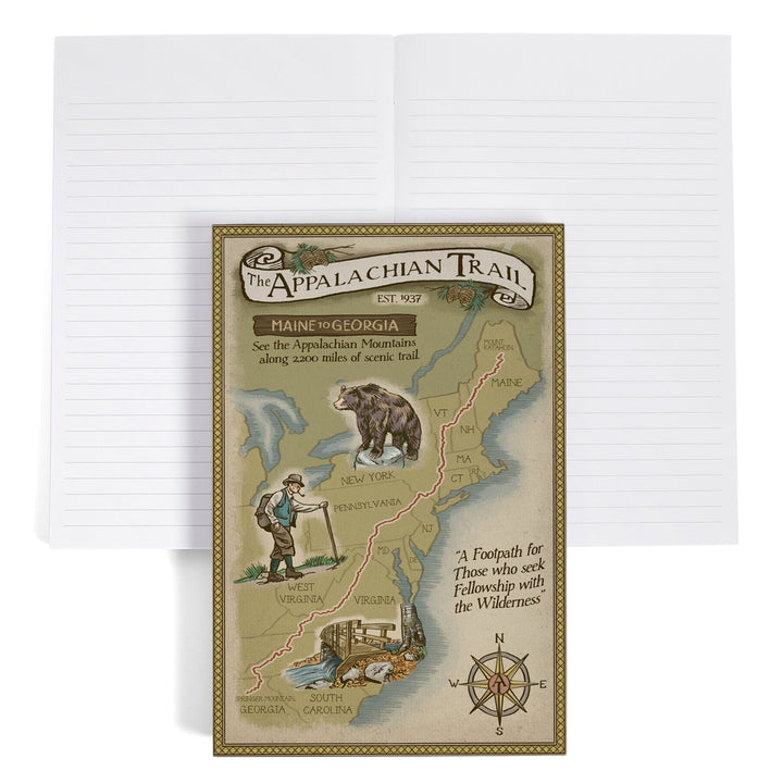 Lined 6x9 Journal, Appalachian Trail Map, Lay Flat, 193 Pages, FSC paper Home Lantern Press 