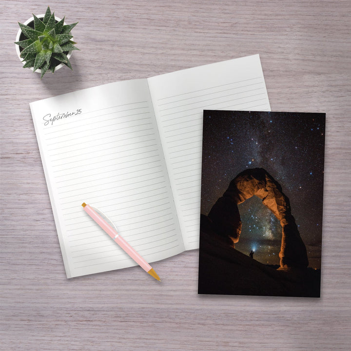 Lined 6x9 Journal, Arches National Park, Utah, Delicate Arch and Milky Way, Lay Flat, 193 Pages, FSC paper Home Lantern Press 