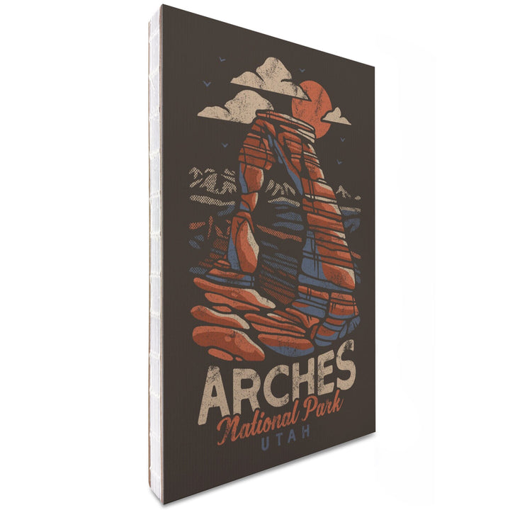 Lined 6x9 Journal, Arches National Park, Utah, Delicate Arch, Distressed Vector, Lay Flat, 193 Pages, FSC paper Home Lantern Press 