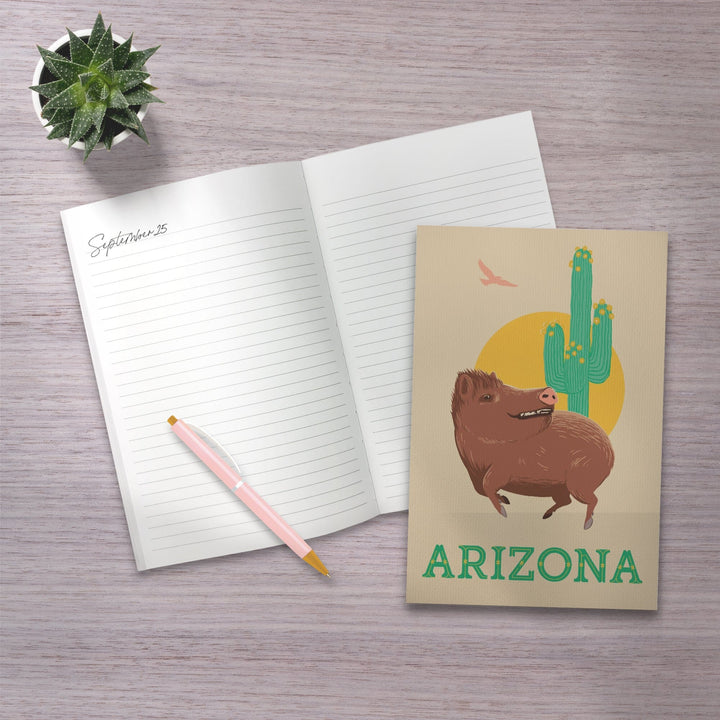 Lined 6x9 Journal, Arizona, Javelina, Lay Flat, 193 Pages, FSC paper Home Lantern Press 