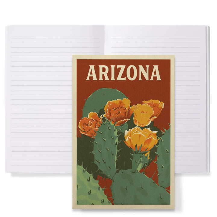 Lined 6x9 Journal, Arizona, Prickly Pear Cactus, Letterpress, Lay Flat, 193 Pages, FSC paper Home Lantern Press 