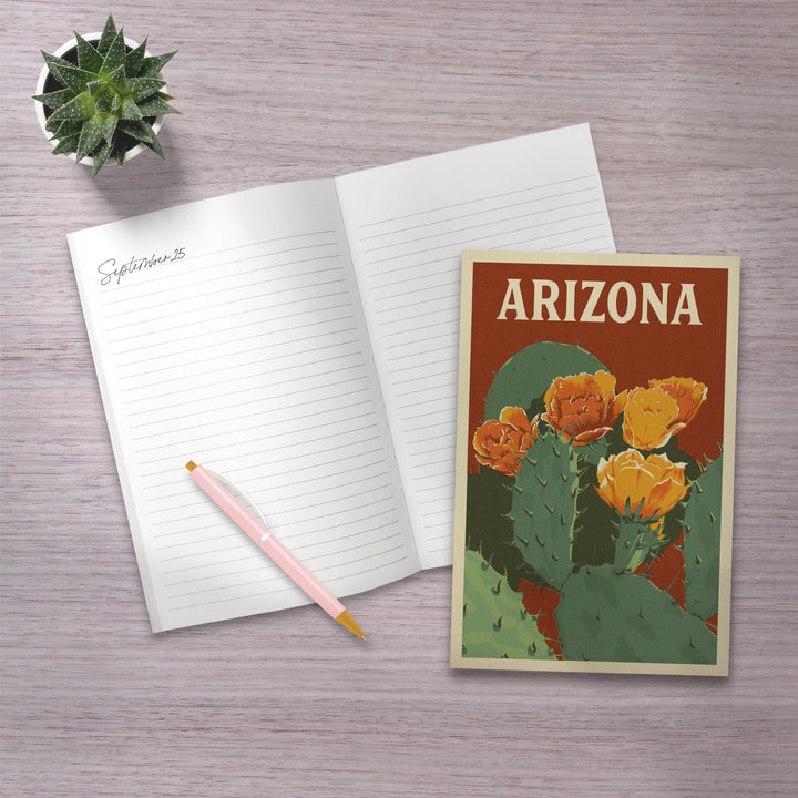 Lined 6x9 Journal, Arizona, Prickly Pear Cactus, Letterpress, Lay Flat, 193 Pages, FSC paper Home Lantern Press 