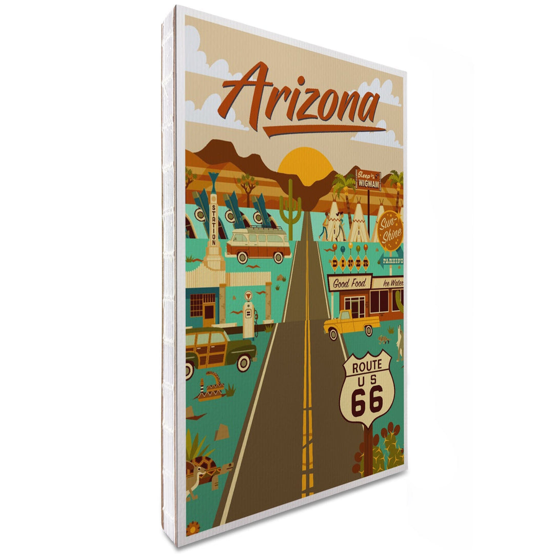 Lined 6x9 Journal, Arizona, Route 66, Geometric, Lay Flat, 193 Pages, FSC paper Home Lantern Press 