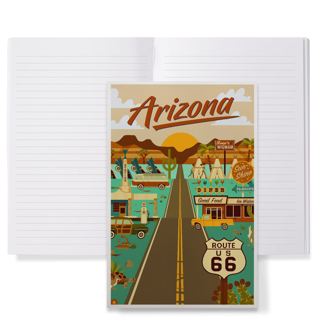 Lined 6x9 Journal, Arizona, Route 66, Geometric, Lay Flat, 193 Pages, FSC paper Home Lantern Press 