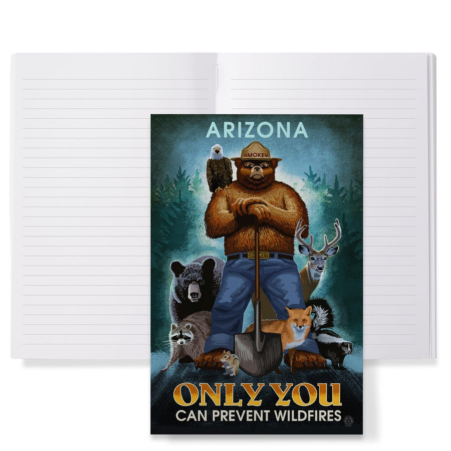 Lined 6x9 Journal, Arizona, Smokey Bear, Only You Can Prevent Wildfires, Lay Flat, 193 Pages, FSC paper Home Lantern Press 