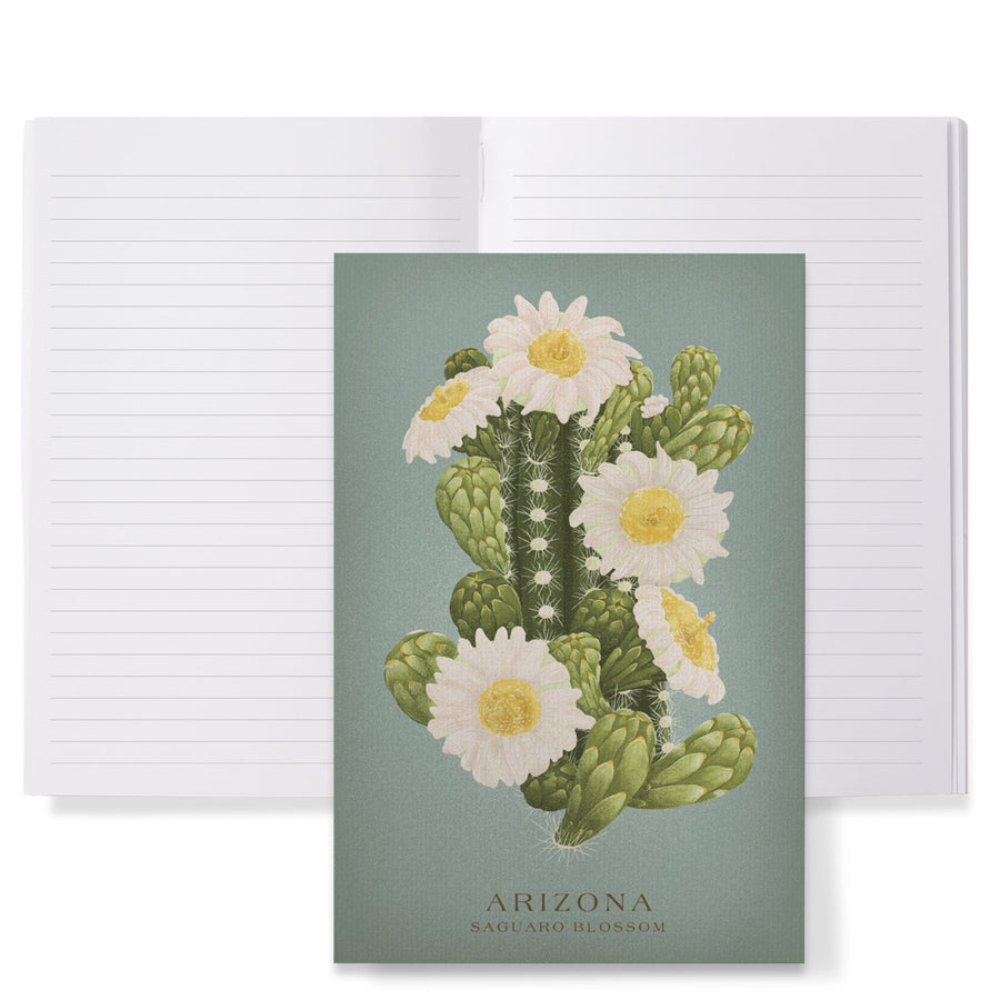 Lined 6x9 Journal, Arizona, Vintage Flora, State Series, Saguaro Blossom, Lay Flat, 193 Pages, FSC paper Home Lantern Press 