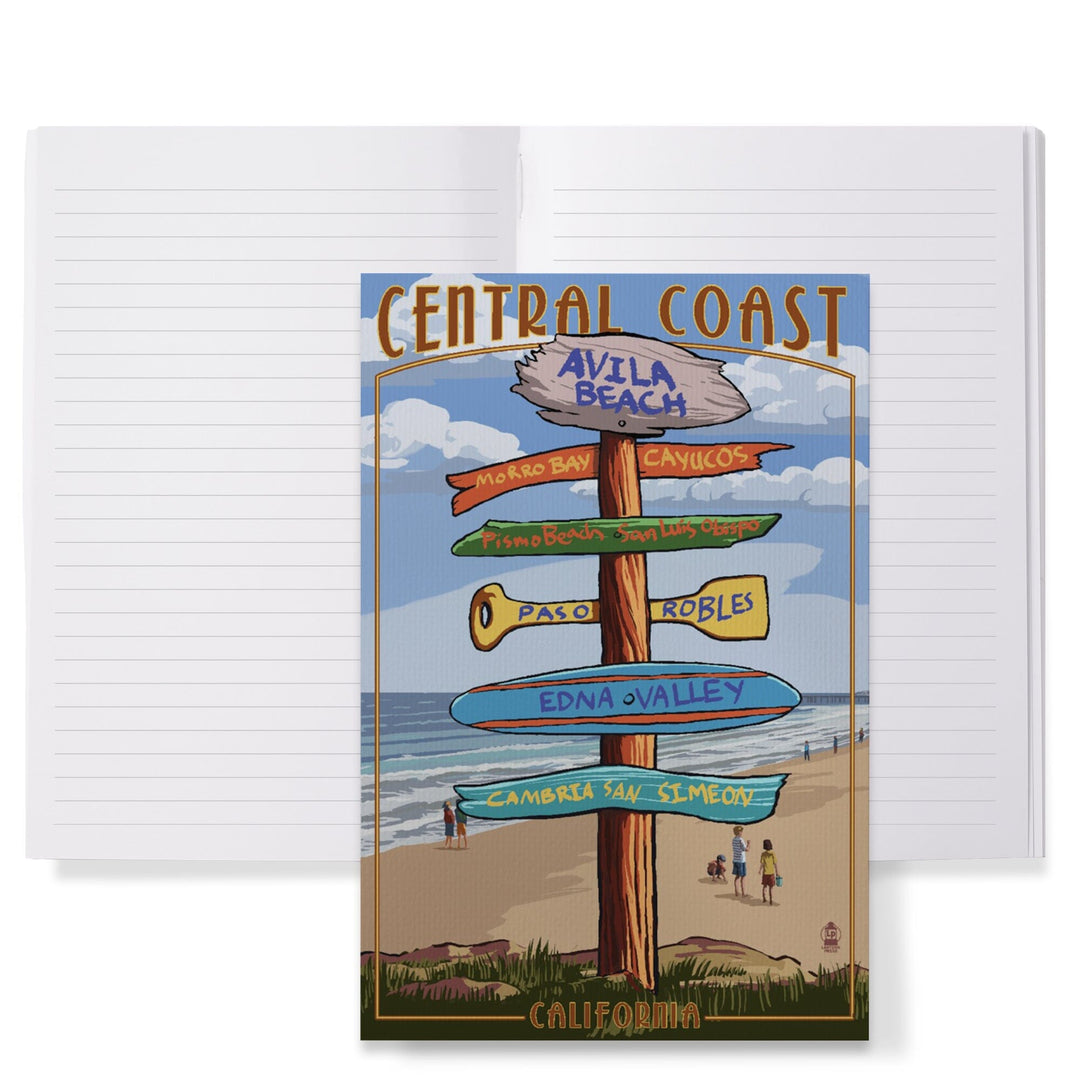 Lined 6x9 Journal, Avila Beach, California, Destination Signpost, Beach, Lay Flat, 193 Pages, FSC paper Home Lantern Press 