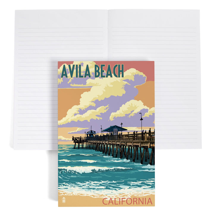 Lined 6x9 Journal, Avila Beach, California, Pier Sunset, Lay Flat, 193 Pages, FSC paper Home Lantern Press 