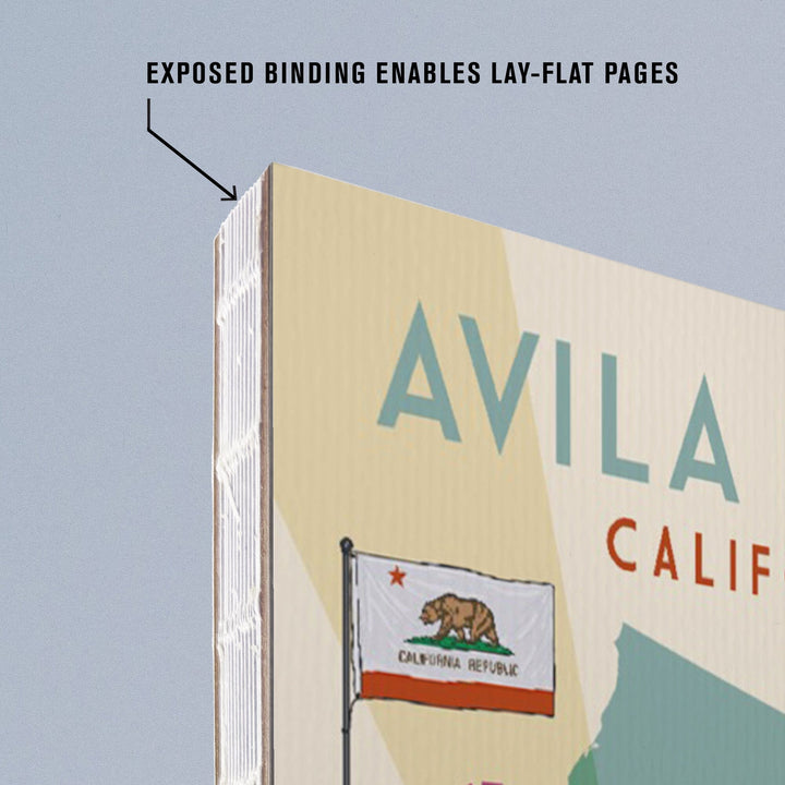 Lined 6x9 Journal, Avila Beach, California, Typography and Icons, Lay Flat, 193 Pages, FSC paper Home Lantern Press 