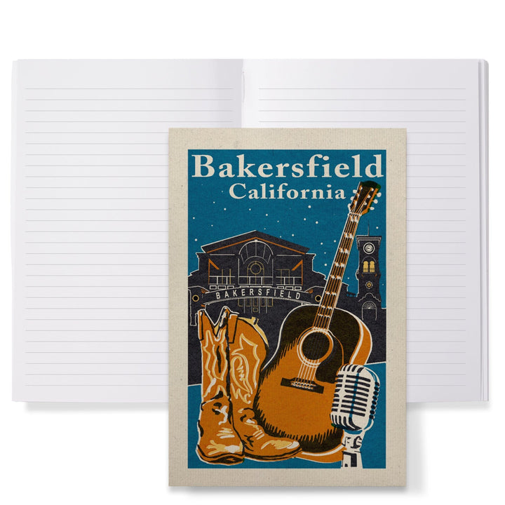 Lined 6x9 Journal, Bakersfield, California, Woodblock, Lay Flat, 193 Pages, FSC paper Home Lantern Press 