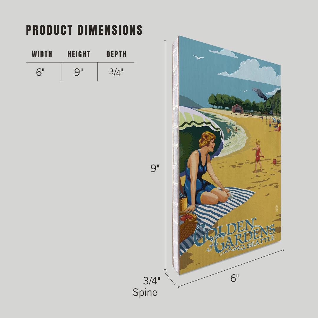 Lined 6x9 Journal, Ballard, Seattle, Washington, Golden Gardens Beach Scene, Lay Flat, 193 Pages, FSC paper Home Lantern Press 