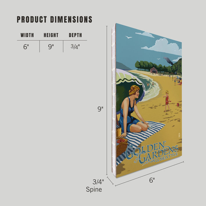 Lined 6x9 Journal, Ballard, Seattle, Washington, Golden Gardens Beach Scene, Lay Flat, 193 Pages, FSC paper Home Lantern Press 