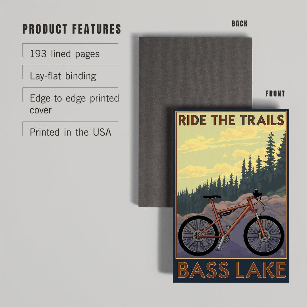 Lined 6x9 Journal, Bass Lake, California, Ride the Trails, Lay Flat, 193 Pages, FSC paper Home Lantern Press 