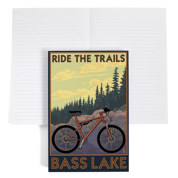 Lined 6x9 Journal, Bass Lake, California, Ride the Trails, Lay Flat, 193 Pages, FSC paper Home Lantern Press 