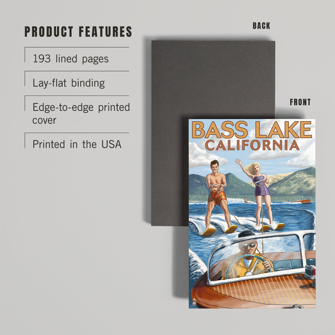 Lined 6x9 Journal, Bass Lake, California, Water Skiing, Lay Flat, 193 Pages, FSC paper Home Lantern Press 