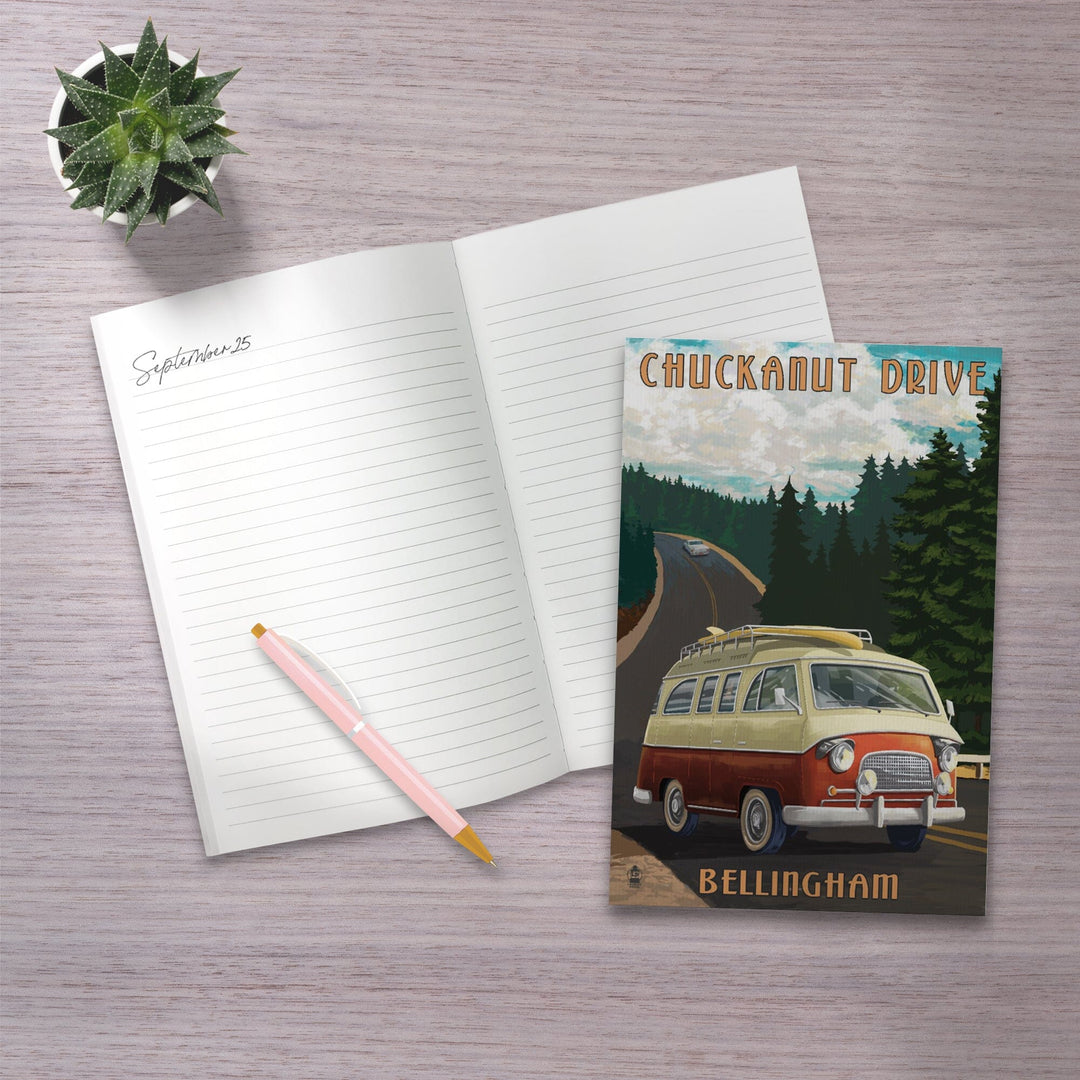 Lined 6x9 Journal, Bellingham, Washington, Chuckanut Drive, Camper Van, Lay Flat, 193 Pages, FSC paper Home Lantern Press 