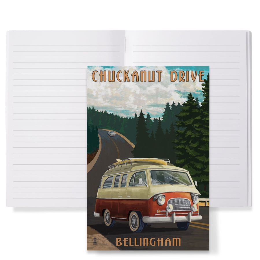 Lined 6x9 Journal, Bellingham, Washington, Chuckanut Drive, Camper Van, Lay Flat, 193 Pages, FSC paper Home Lantern Press 