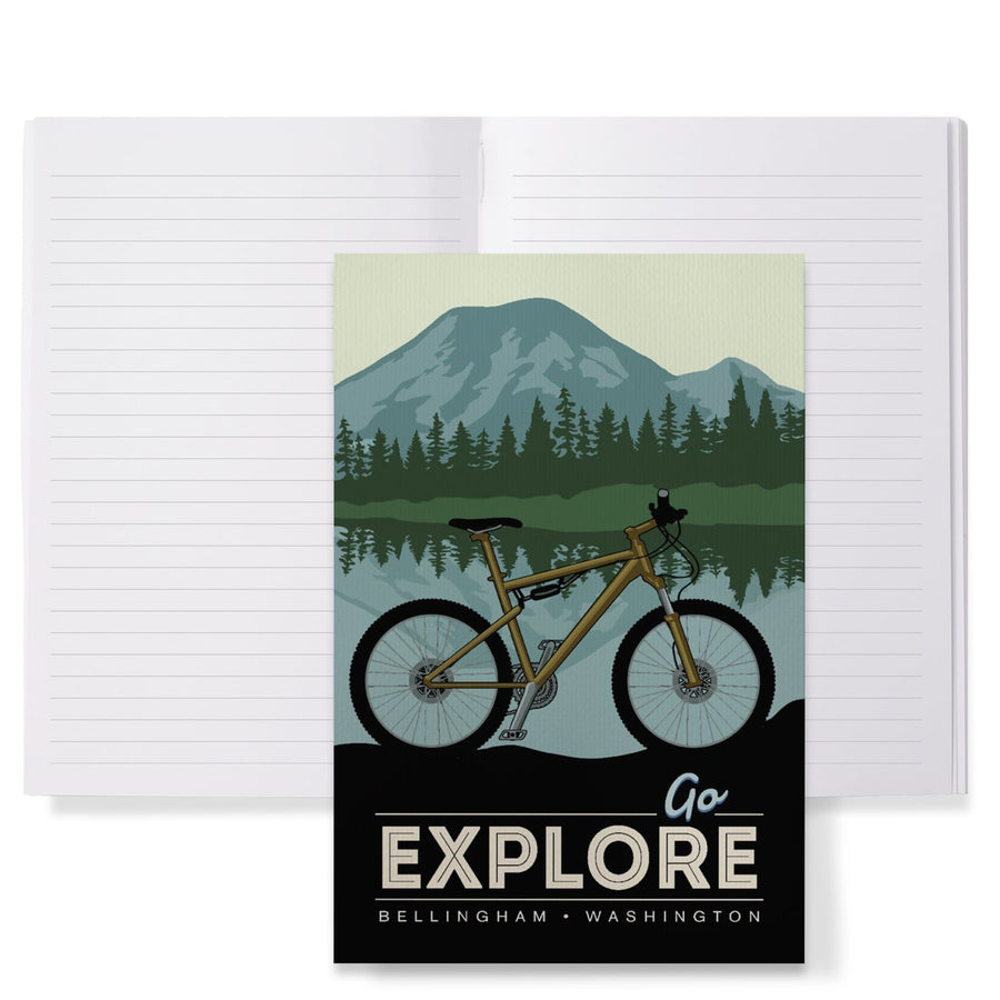 Lined 6x9 Journal, Bellingham, Washington, Go Explore, Bike, Lay Flat, 193 Pages, FSC paper Home Lantern Press 