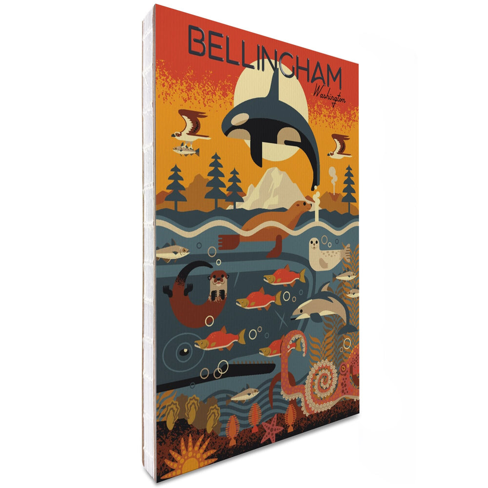 Lined 6x9 Journal, Bellingham, Washington, Marine Animals, Geometric, Lay Flat, 193 Pages, FSC paper Home Lantern Press 