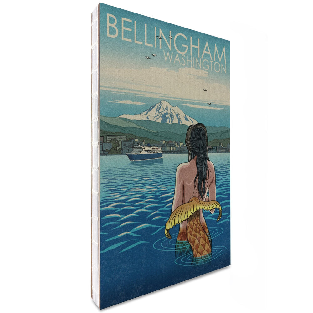 Lined 6x9 Journal, Bellingham, Washington, Mermaid and Mount Baker, Lay Flat, 193 Pages, FSC paper Home Lantern Press 