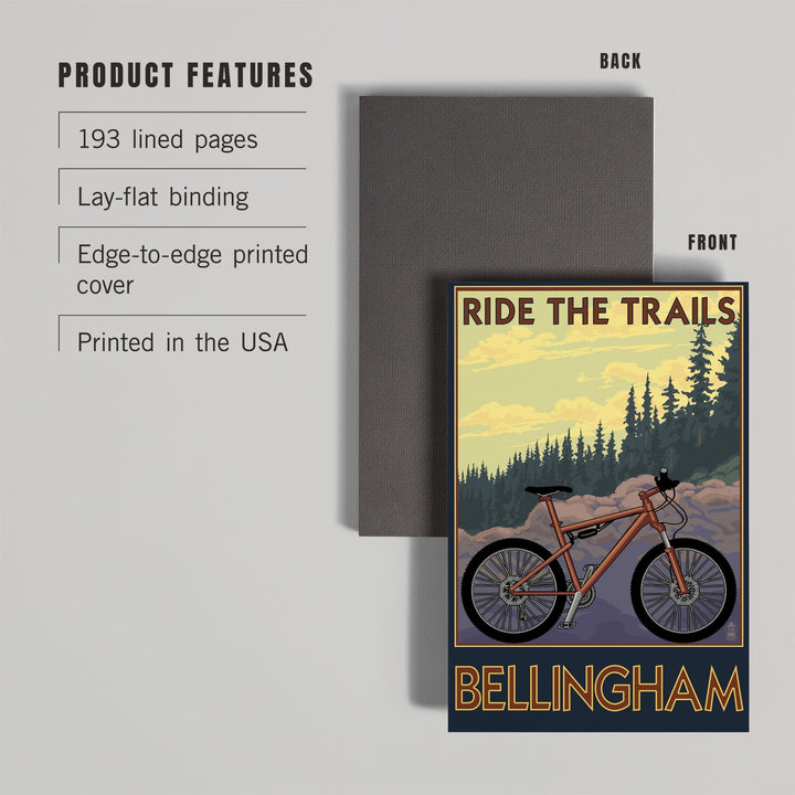 Lined 6x9 Journal, Bellingham, Washington, Ride the Trails, Lay Flat, 193 Pages, FSC paper Home Lantern Press 