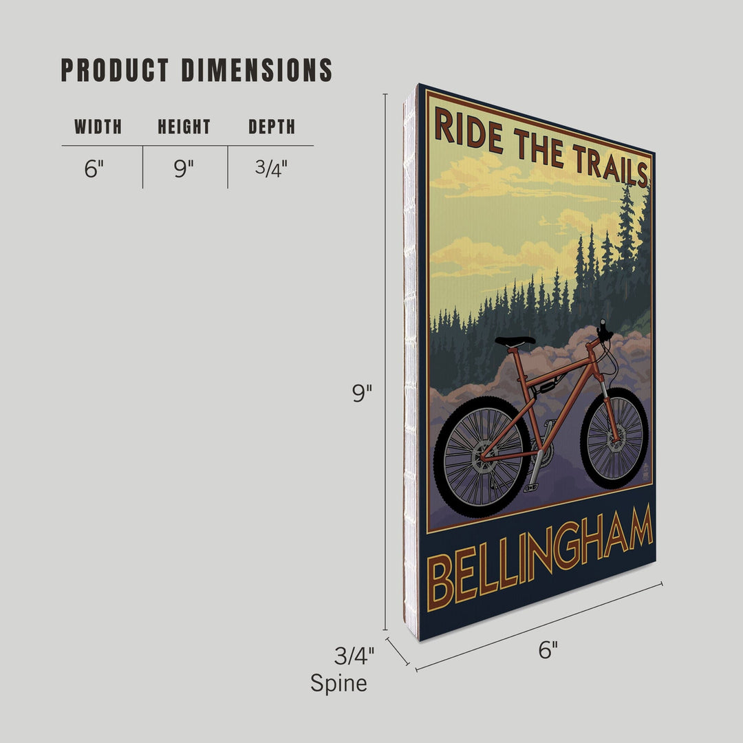 Lined 6x9 Journal, Bellingham, Washington, Ride the Trails, Lay Flat, 193 Pages, FSC paper Home Lantern Press 