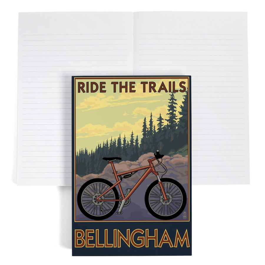 Lined 6x9 Journal, Bellingham, Washington, Ride the Trails, Lay Flat, 193 Pages, FSC paper Home Lantern Press 