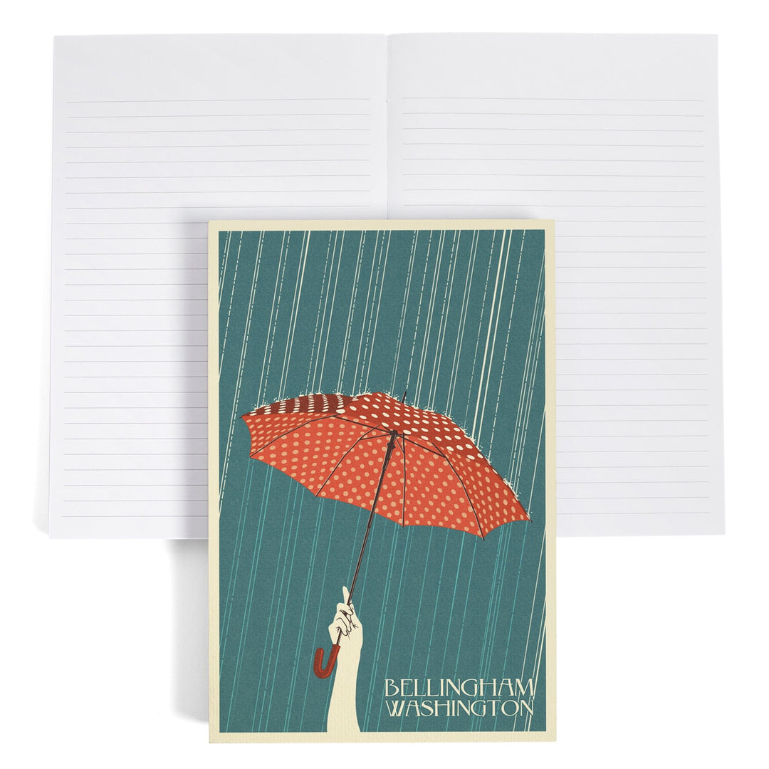 Lined 6x9 Journal, Bellingham, Washington, Umbrella Letterpress, Lay Flat, 193 Pages, FSC paper Home Lantern Press 