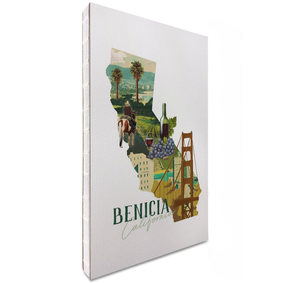 Lined 6x9 Journal, Benicia, California, Golden State Outline, Lay Flat, 193 Pages, FSC paper Home Lantern Press 