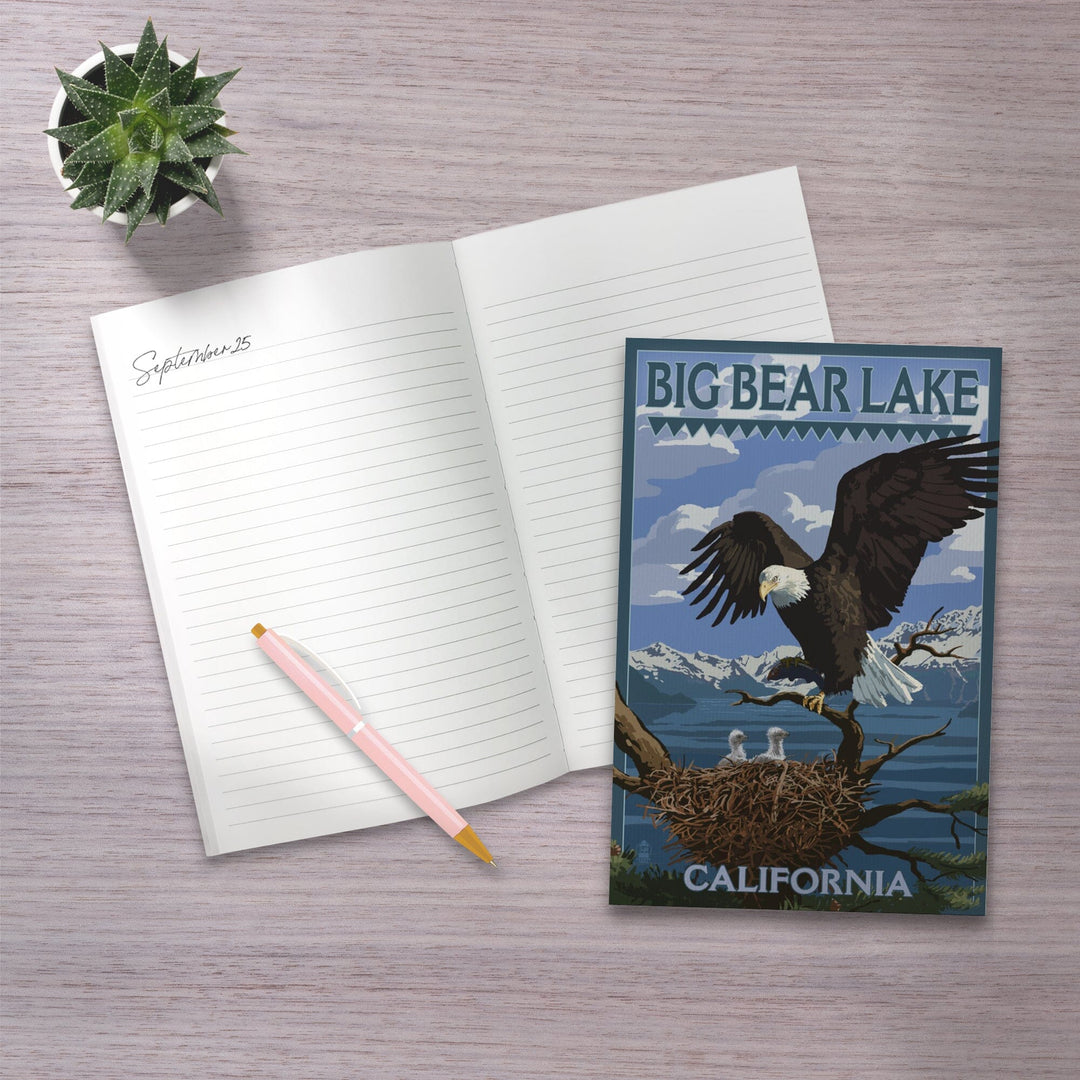 Lined 6x9 Journal, Big Bear Lake, California, Bald Eagle and Chicks, Lay Flat, 193 Pages, FSC paper Home Lantern Press 